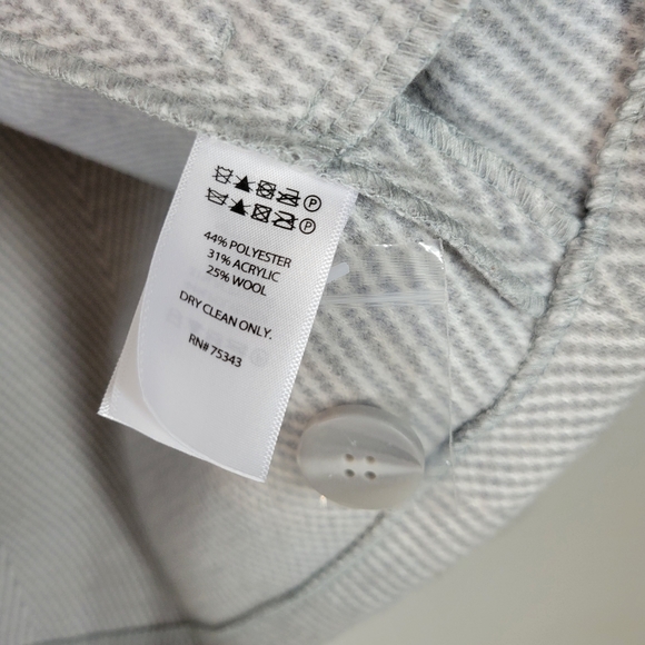 Joie Gray White Pattern Wool Blend Button Up Jacket Women Size Large NWOT - Picture 5 of 5